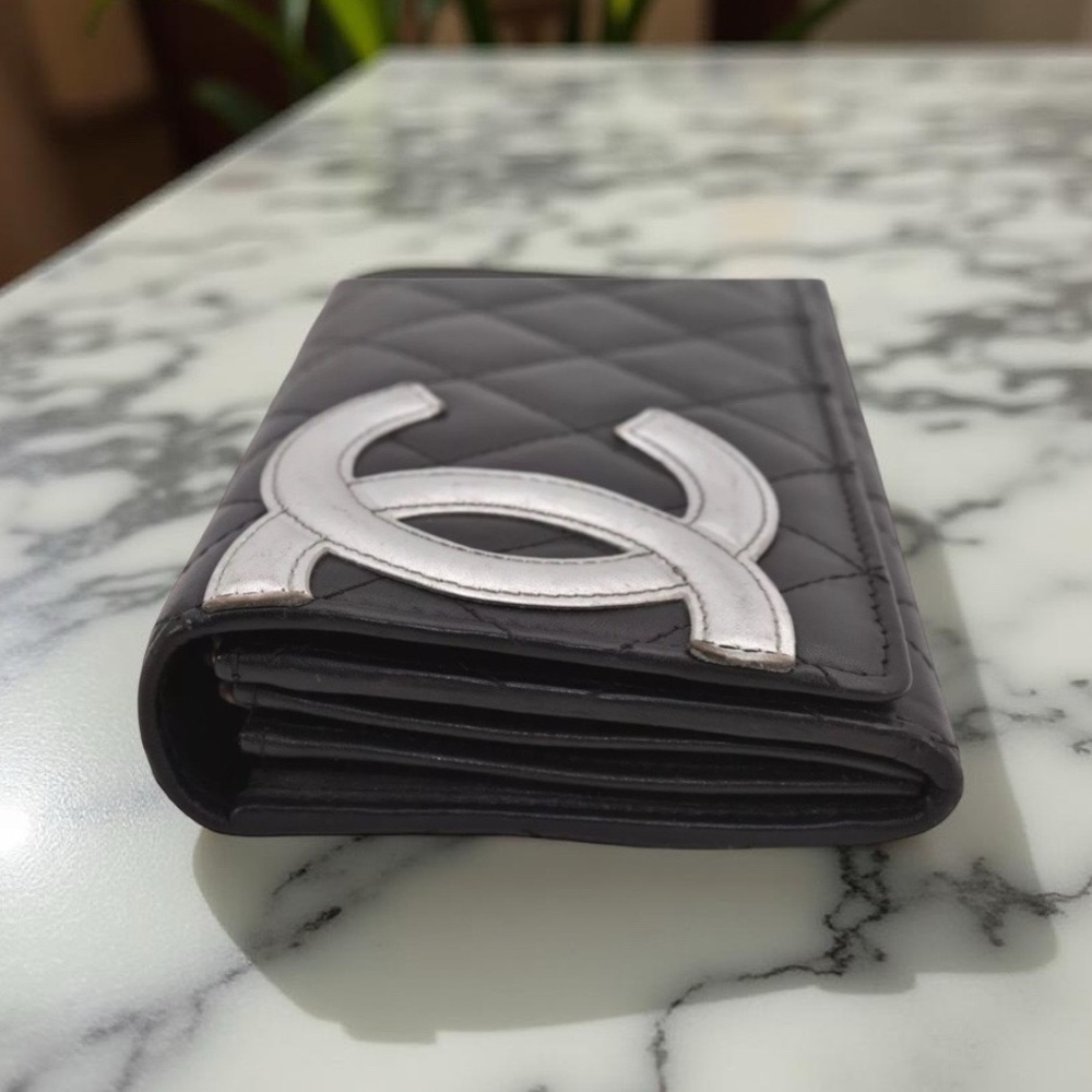 Authentic CHANEL Calf Skin Cambon Line CC Logo Long Wallet - Picture 3 of 16